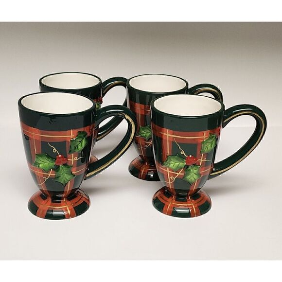 Vintage Flowers Inc Balloons Christmas Theme Hot Chocolate Or Coffee Mugs/Plates - Picture 8 of 12